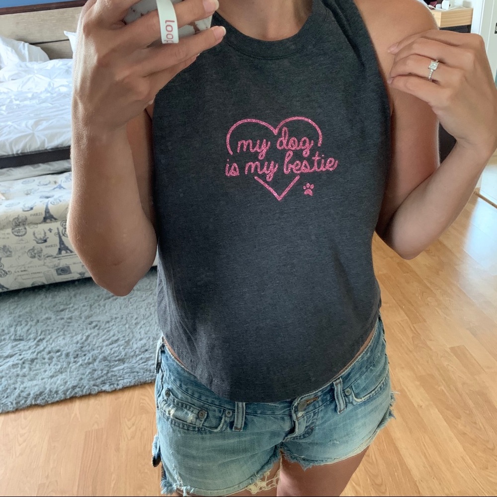 My Dog is my Bestie Bella & Canvas Crop Top - Picture 2 of 5